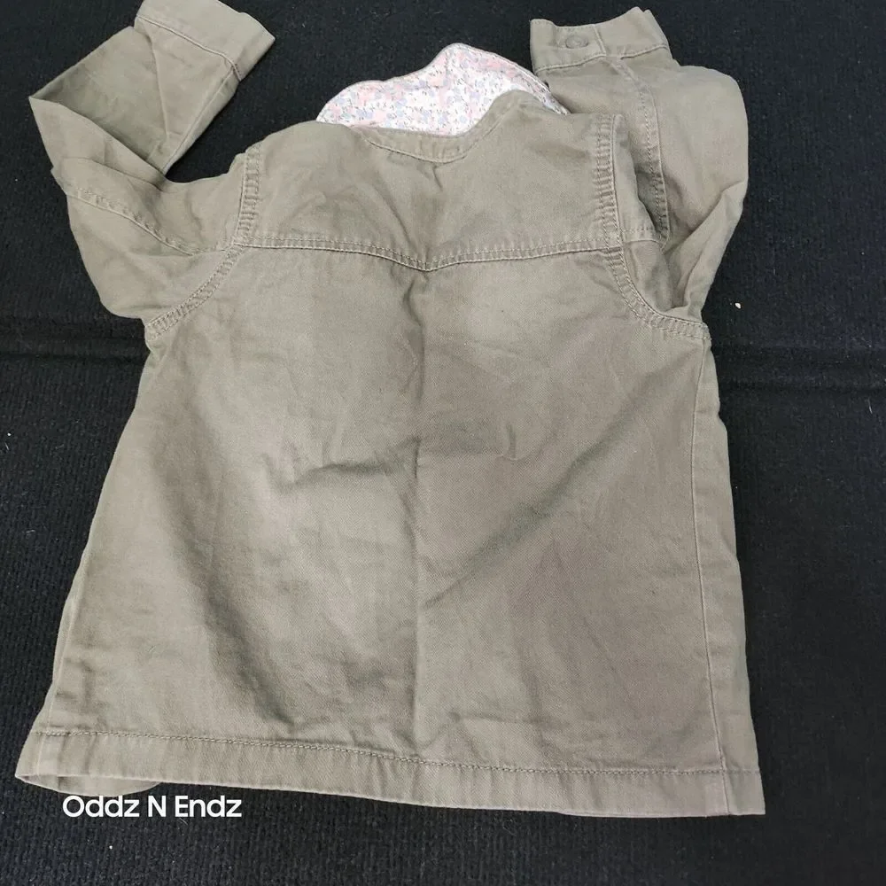Girls Olive Green Military Style Jacket Size 4 By Carters With Embroidered Patch